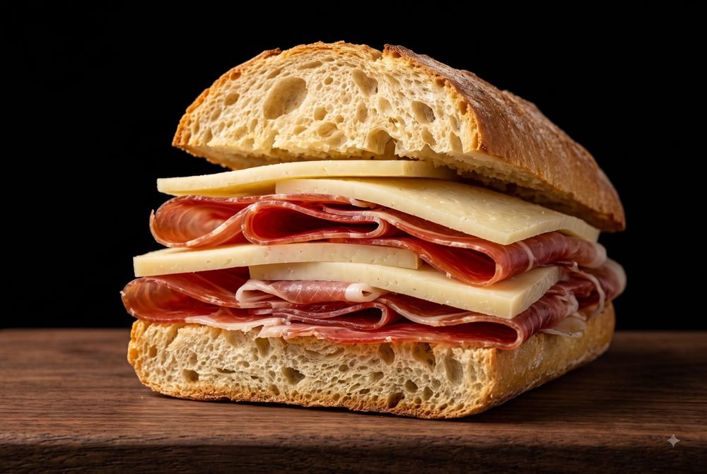Bocadillo de queso semi y jamón